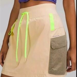 Lululemon NWT Multi Pocket Cargo High Rise Hiking Skirt Skort Prosecco Tan 12